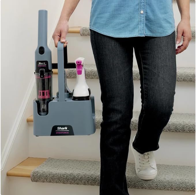 Sharks Cordless Portable Spot Cleaner, Handheld Vacuum for Stain and Odor Removal, Lightweight Bagless Design, 90W Power, Blue