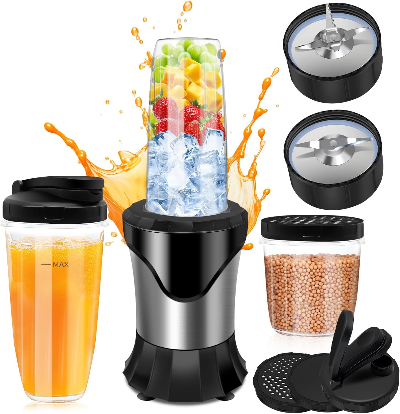900W Blender for Smoothies, Personal Blender for Shakes and Ice Crushing for Kitchen with 3 Portable Cups, Single Serve Smoothies Maker for Juices, Frozen Drinks