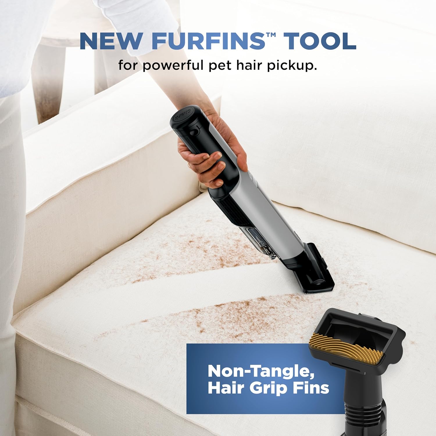 Shark WANDVAC Power PET Cordless Hand Vac, Ultra-Lightweight & Portable with Powerful Suction & Boost Mode, New FurFins Tool & Duster Crevice Tool, Designed for Car & Pet Homes, White, WV410WH