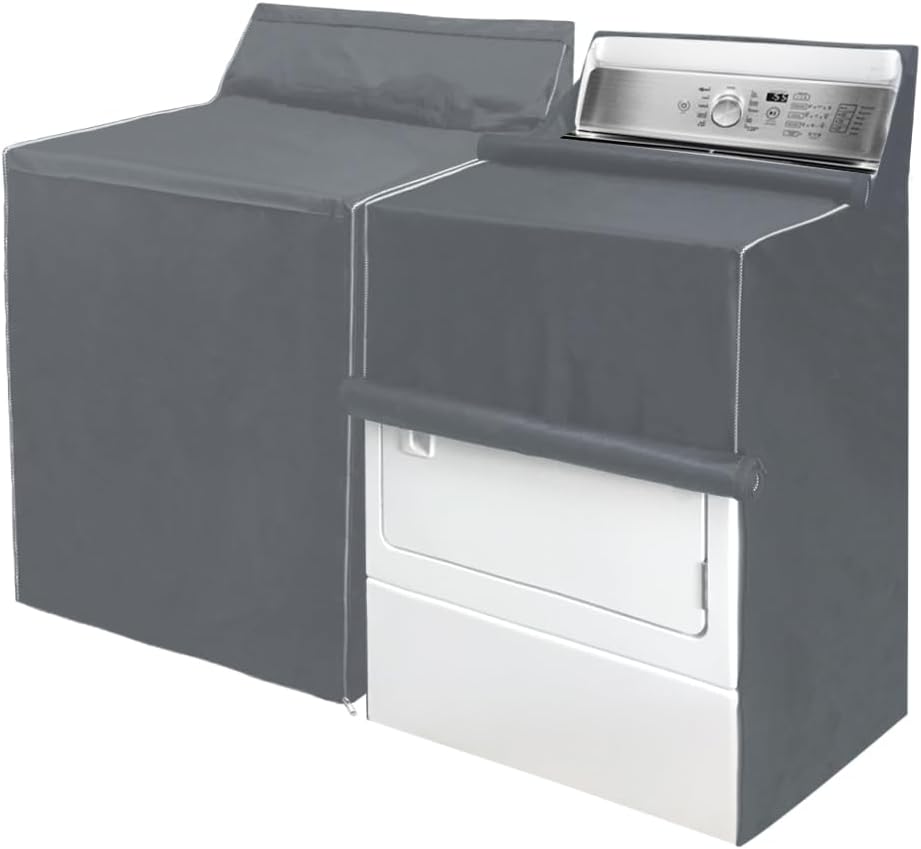 MRPAPA Washer and Dryer Covers, Waterproof Dustproof Washing Machine Laundry Dryer Protect Cover, Zipper Design Sunproof washer and dryer covers for the top and Front load Washer/Dryer (2Pack -Grey)