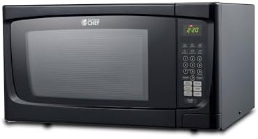 COMMERCIAL CHEF 1.6 Cubic Foot Microwave with 10 Power Levels, Small Microwave with Push Button, 1000 Watt Microwave with Digital Control Panels, Countertop Microwave with Timer, Black
