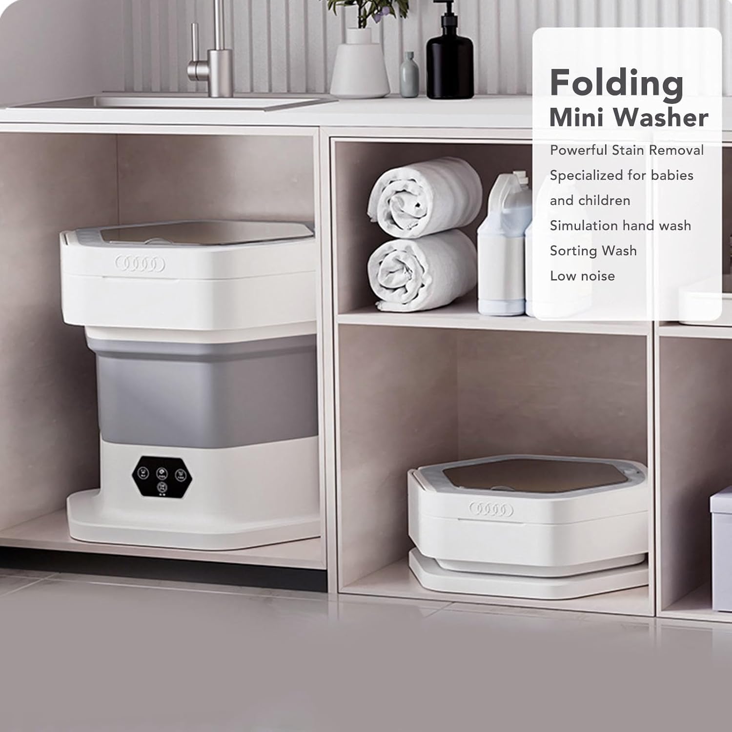 Portable Washing Machine, Portable Washer and Dryer, Small Collapsible Laundry for Travel, Large Capacity Foldable Mini Washing Machine for Apartment, Dorm, Camping, RV,