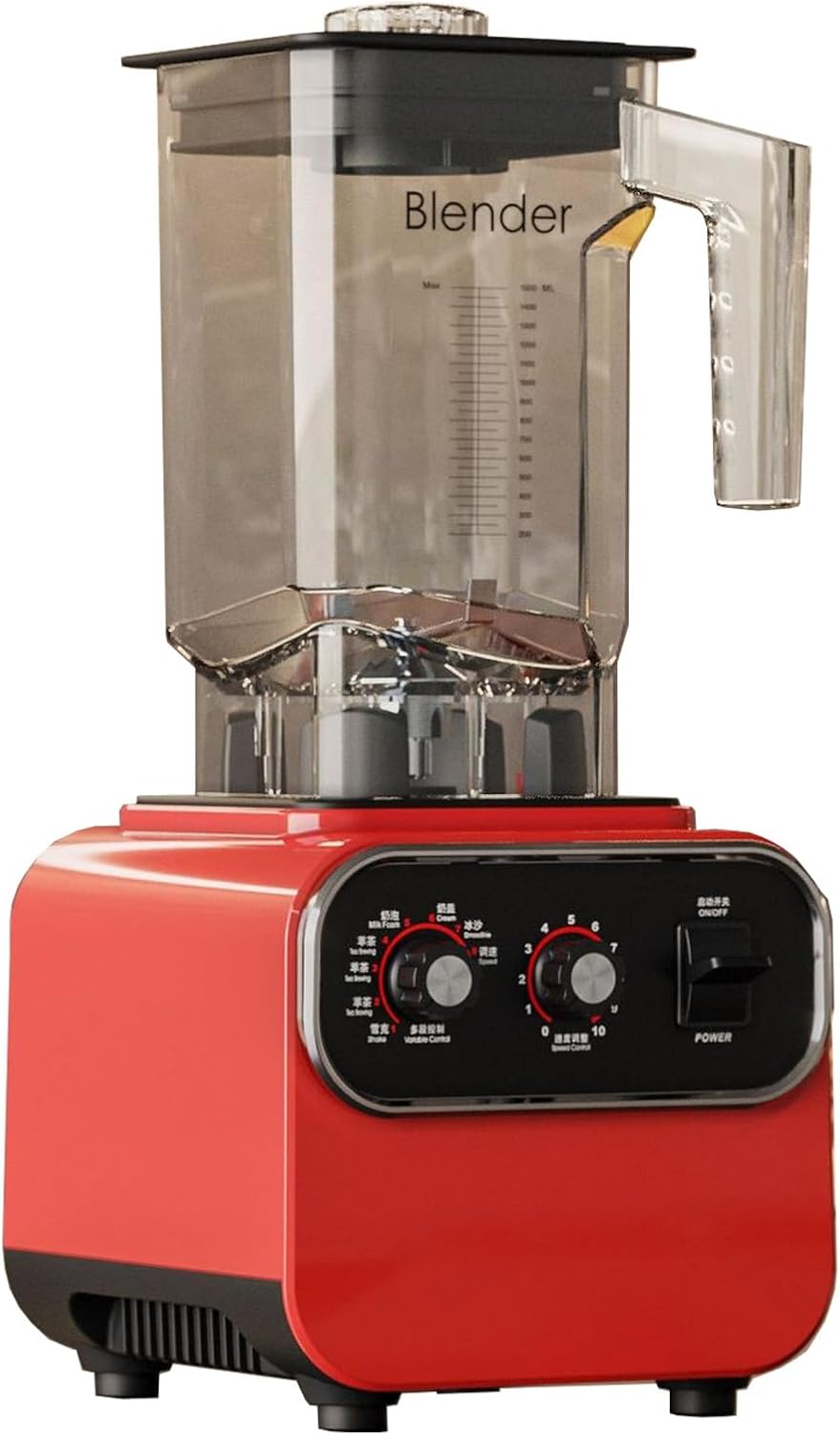 Blender 1600W, Professional High Speed Countertop Blender With 8 Durable Stainless Steel Blades, 2L BPA Free Blender For Shakes And Smoothies, Nuts, Ice And Fruits, Dishwasher Safe (Color : Red, Siz