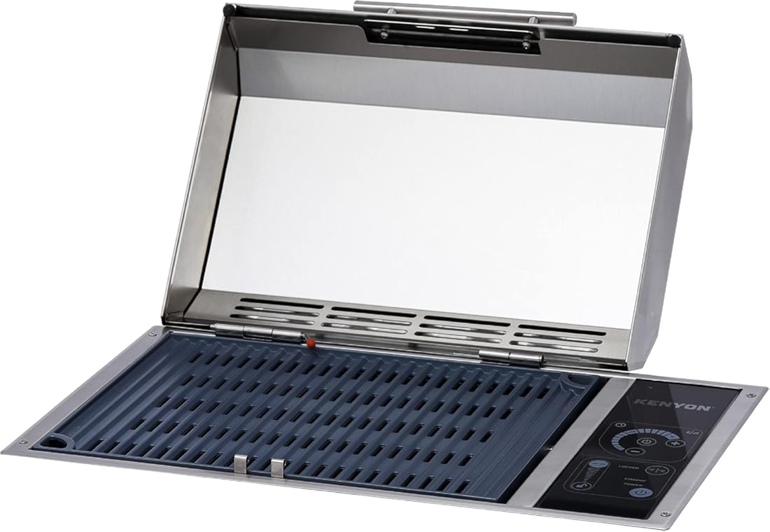 Kenyon Frontier Built-in Electric Grill, Single Burner With IntelliKEN Touch Control, Stainless Steel Body, Rust-Proof Grill, UL-Approved For Indoor And Outdoor Use, Dishwasher Safe Grate, 240 Volts