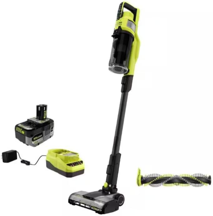 PBLSV716K-A32BR716 Fits For RYOBI HP 18V Cordless Pet Stick Vacuum Cleaner Kit with 4.0 Ah HIGH PERFORMANCE Battery, Charger, and Bristle Roller Bar