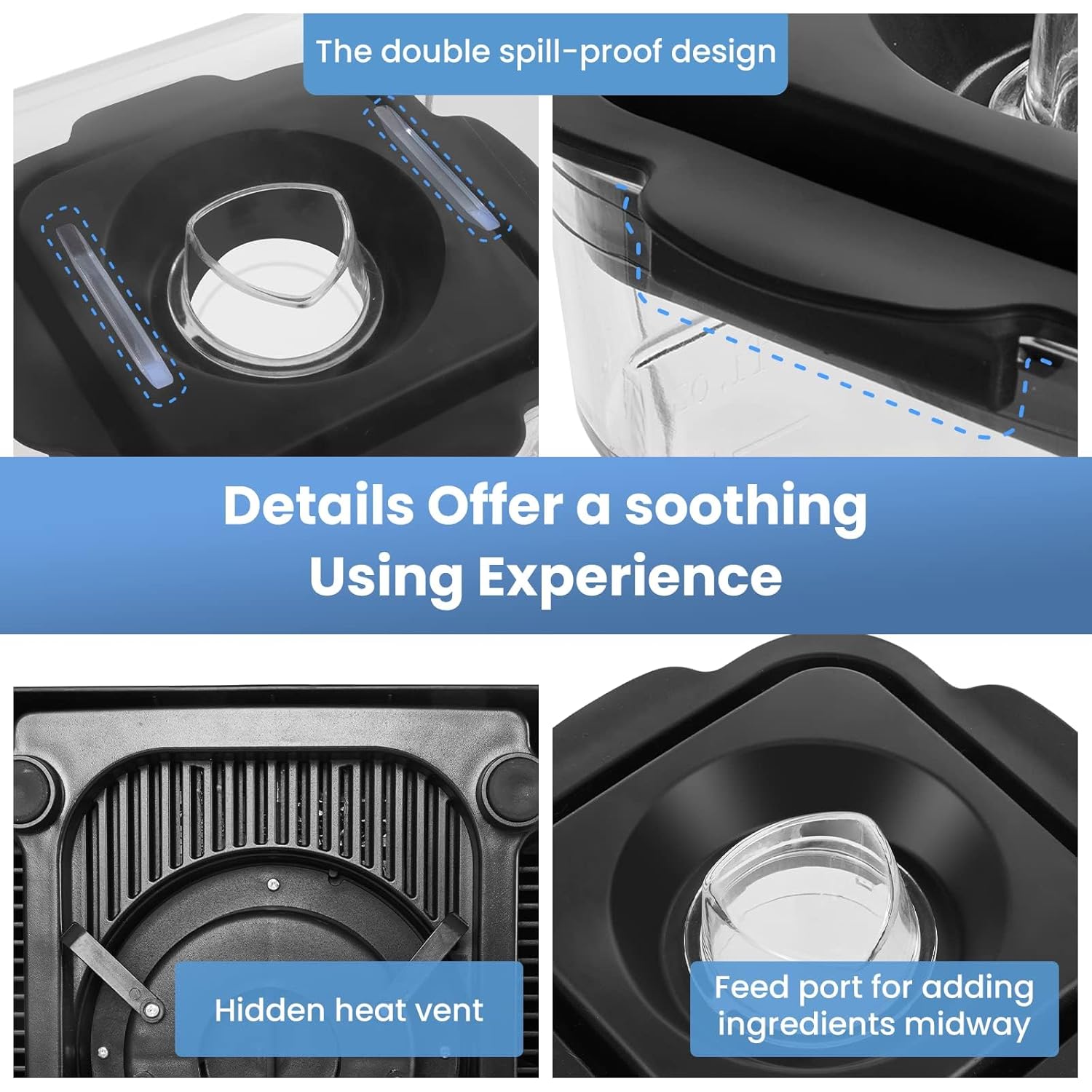 SYBO HS-210 Commercial Professional Blender with Quiet Shield, Heavy-Duty 1400W High-Speed, 48oz BPA Free Container, Easy to Clean, Dishwasher safe, for Juice, Ice Shakes, Smoothies, Frozen Drinks