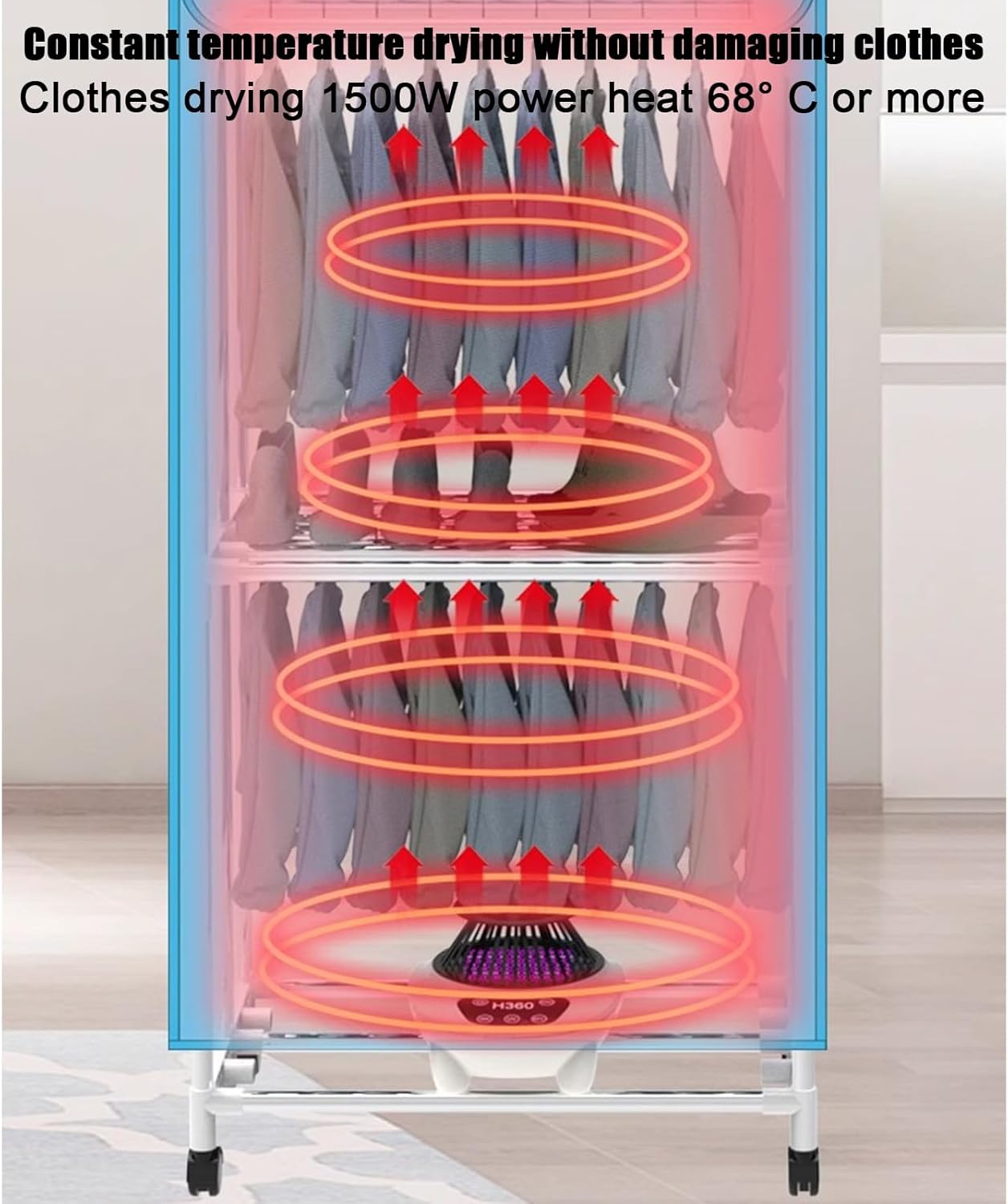 Foldable Clothes Dryer,Portable Clothes Dryer,1500W Household Small Energy Saving Quick Drying Clothes Drying Cabinet,Air Dryer Drying Clothes Foldable,Suitable for Laundry Room and Apartment(Beige)