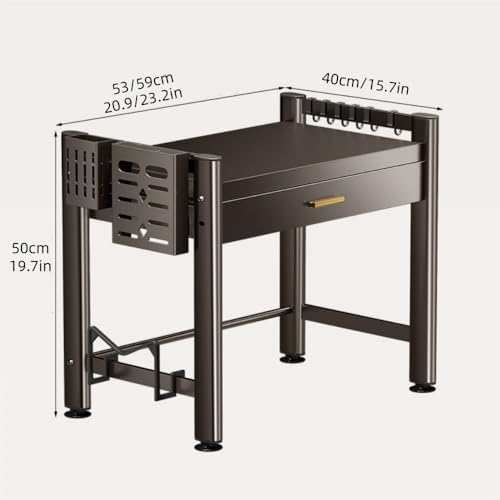 Adjustable Microwave Oven Countertop Rack, Microwave Oven Rack, Kitchen Counter Shelf, 2 Tier Metal Kitchen Countertop Organizer Shelves with 6 Hooks(59cm-23.2in)