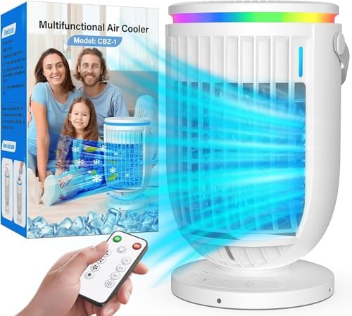 AC Portable for Room Office,AI Portable Air Conditioners Fan with 120° Rotating Function,JYew Evaporative Mini Room Air Conditioners,Portable AC Unit Air Cooler with 4 in 1 Humidifier Fan Conditioner