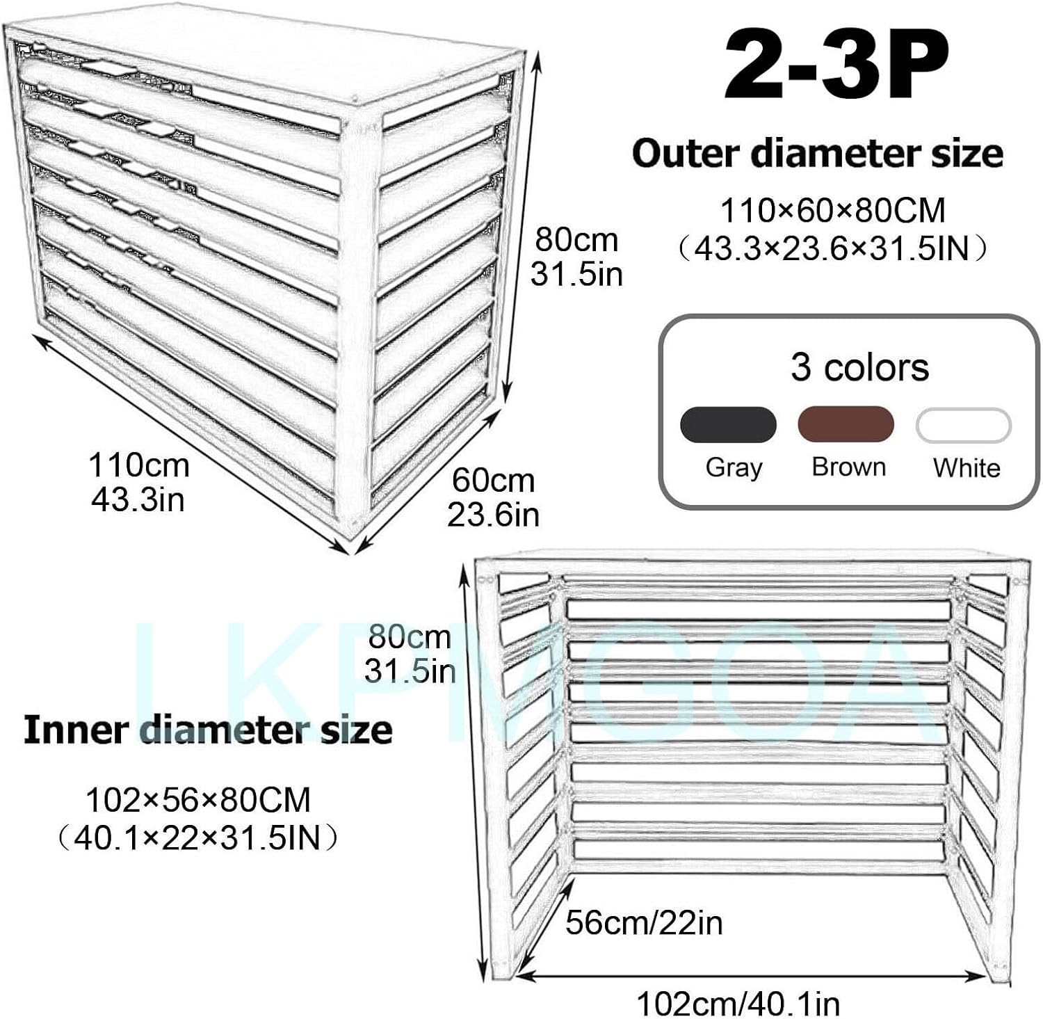Aluminum Alloy Air Conditioner Fence, Support for Waterproof Plants, Privacy Fence, Theft Proof, Sturdy, Noise reducing(White,110cm)