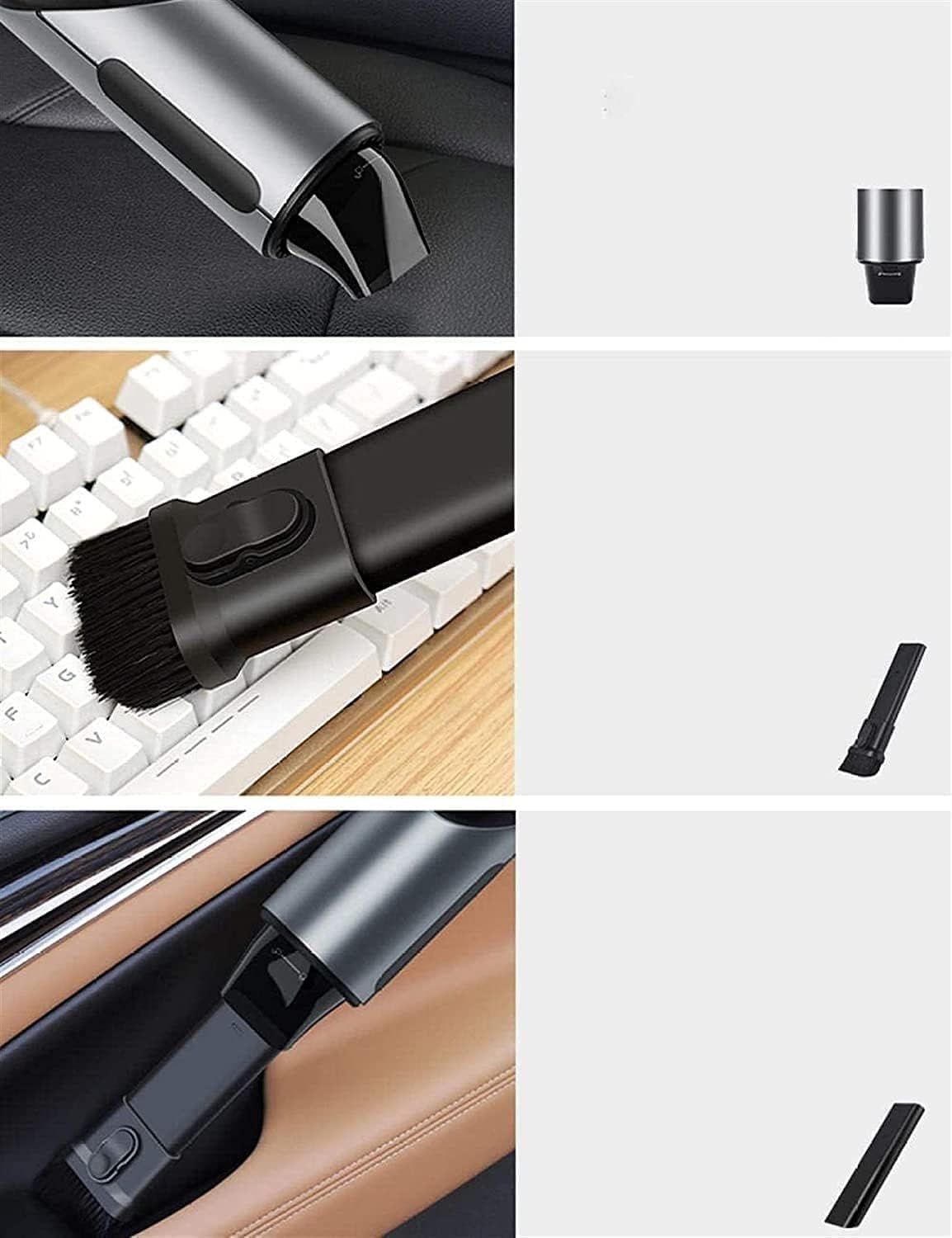 Mini Protable Car Vacuum Cordless,Handheld Vacuum for Quick Cleaning, Hand held vacuuming, USB Rechargeable for Car Home and Office (Color : Black)