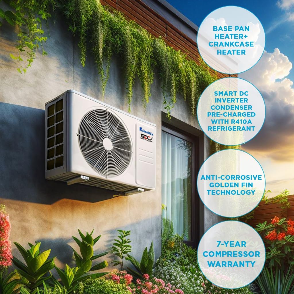 Klimaire 12,000 BTU 21.4 SEER2 Ductless Mini-Split Inverter Air Conditioner Heat Pump System with All-Inclusive 16' Installation Kit, Wall Bracket, Electrical Disconnect Box & Liquid-Tight Whip (230V)