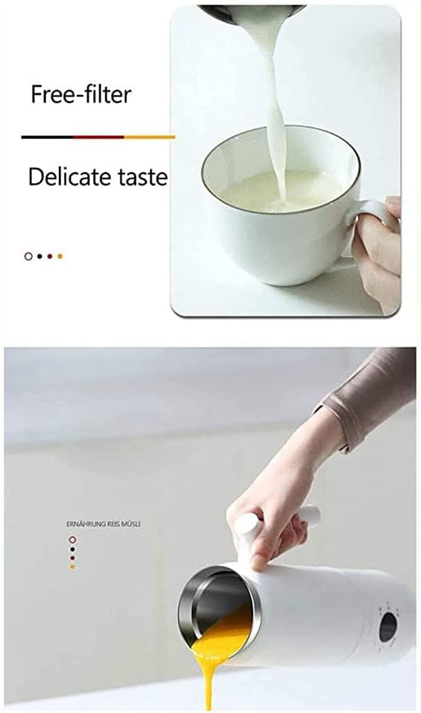 Multi-Function Juicer, 300ML Soymilk Maker Machine Mini Blender Fully Automatic Multifunction Portable 6 Leaves 304 Stainless Steel 110-240V Filter-Free(D)