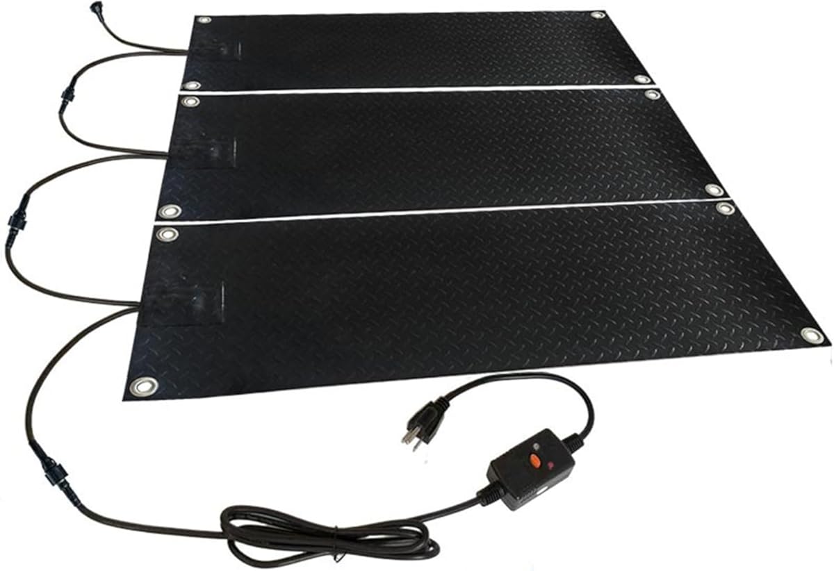 Width 10/11.8/15/20/24/30 inch Heated Snow Melting Walkways Mats 1/2/3/4/5 Pack Outdoor Non Slip Rubber Mat, Electric Ice Melting Pads for Roof Decks Sidewalks Entrance(5 Pcs,30x72in)