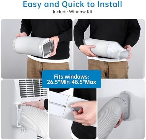 15000 BTU Portable Air Conditioner, Room Air Conditioners Cools Up to 350 Sq.Ft, Garage Cooling System With Dehumidifier and Fan Modes, Remote Control and Installation Kits