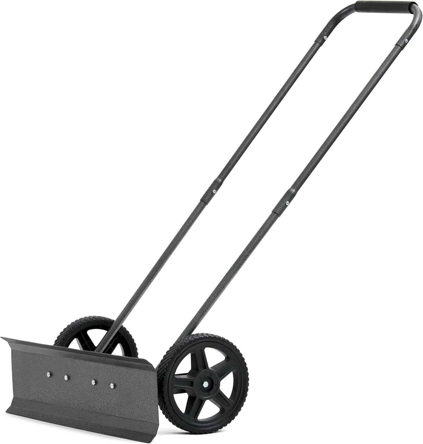 Yard Butler Snowplow Rolling Push Shovel, IRSPP-24- No-Bend Shovel for Easy Snow Clearing - Ergonomic Design - Two-Handed Cushioned Grips - Powder-Coated Steel Construction - Improved Simple Assembly