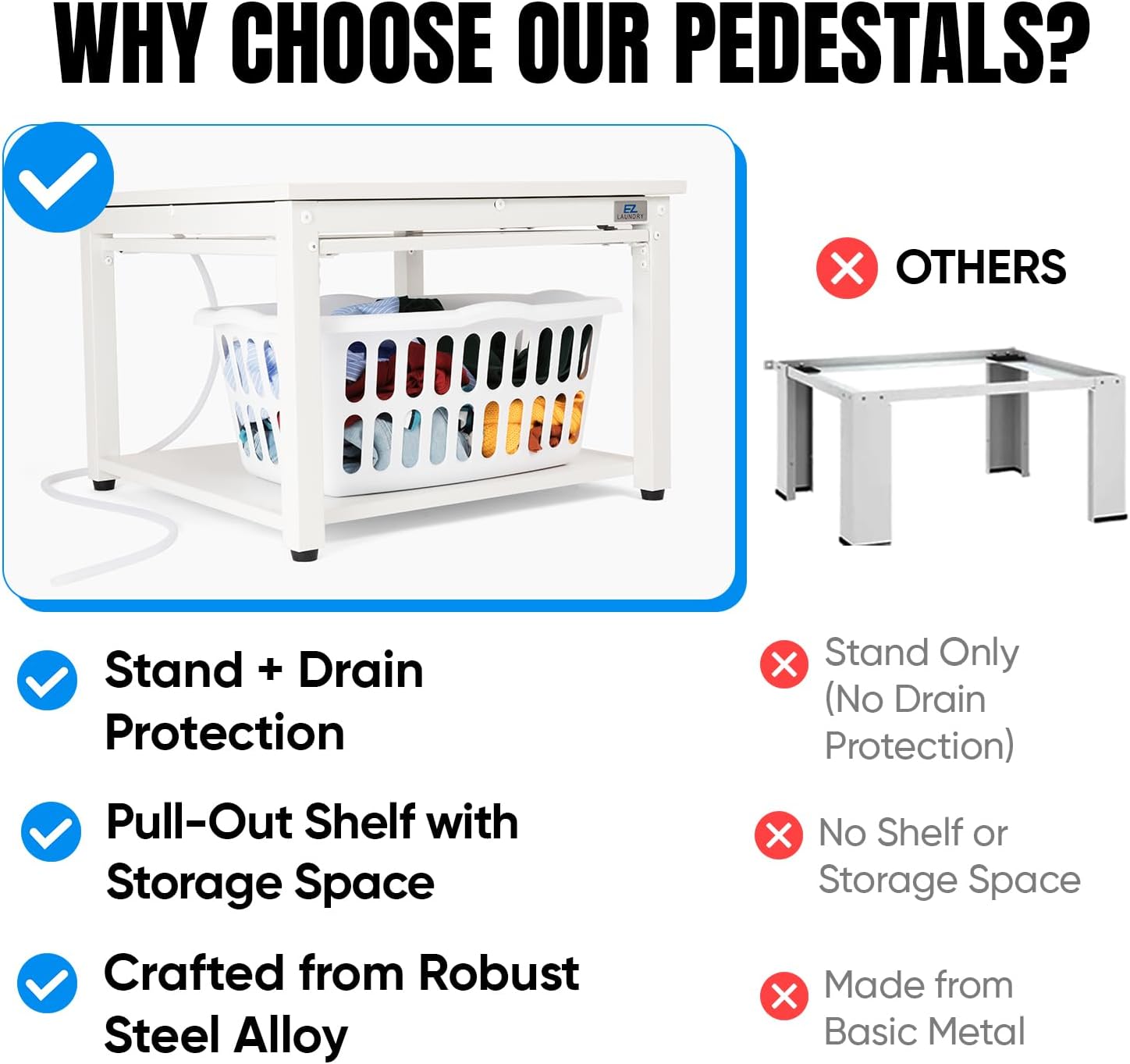 Washer and Dryer Pedestal with Pullout-Shelf - 27