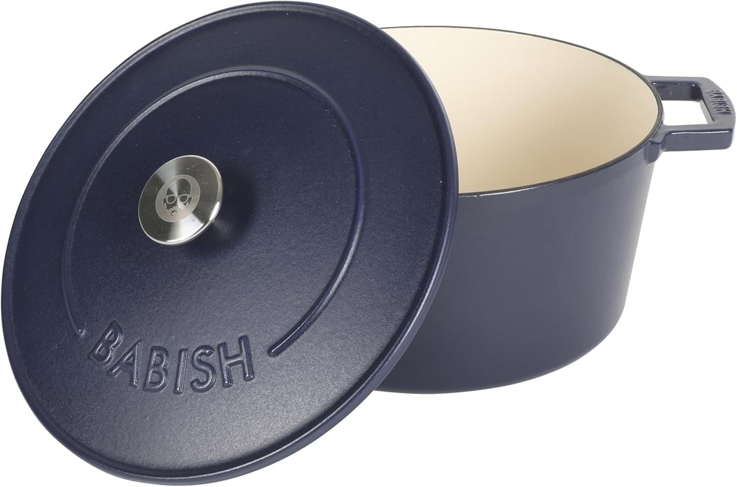 Babish 6-Quart Round Enameled Cast Iron Dutch Oven with Lid – Blue, Heavy-Duty Dutch Oven for Slow Cooking, Braising & Baking