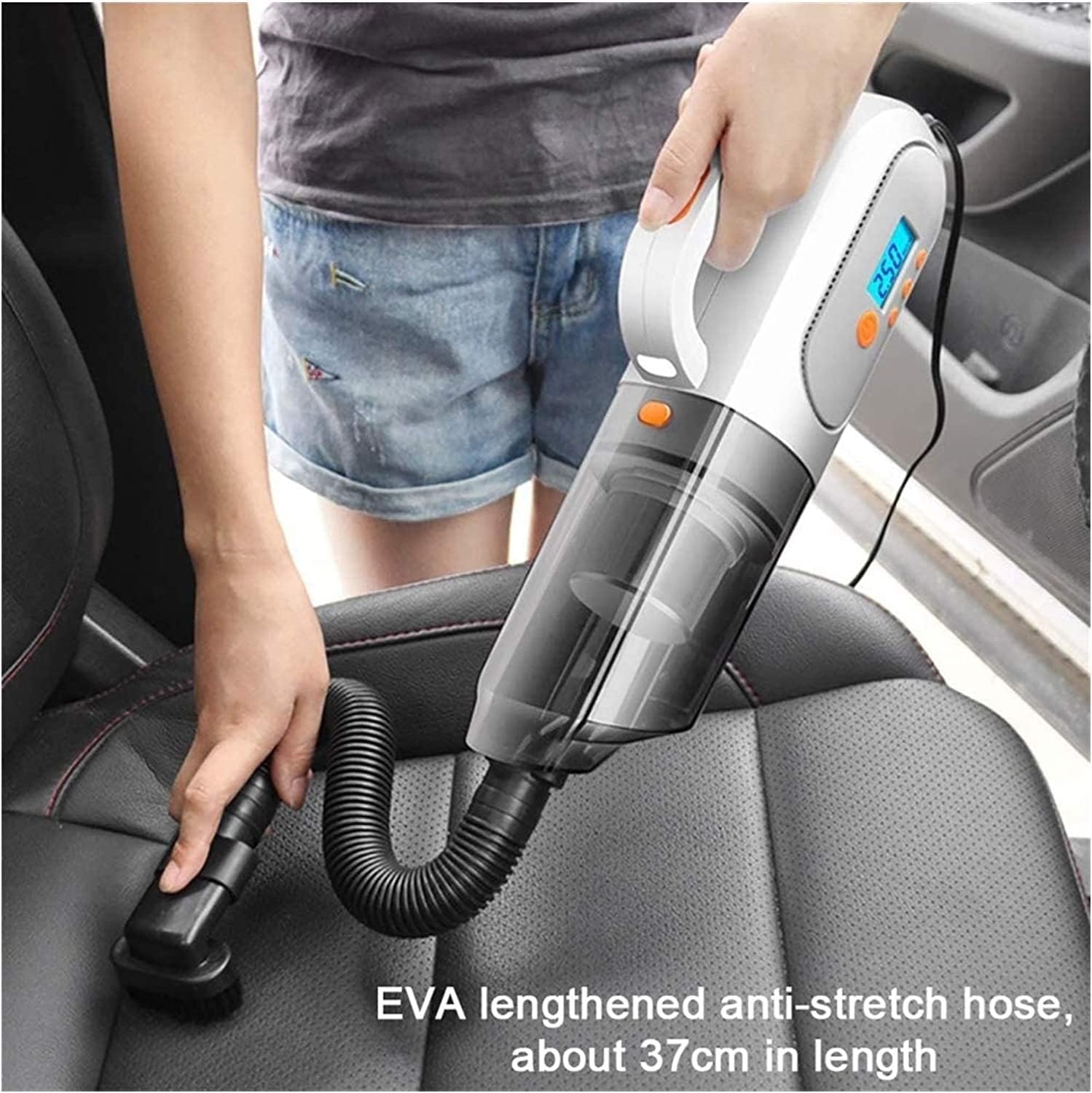 Cordless Handheld-Vacuum-Cleaner Lightweight Portable Mini Vac Inflator Air Tire for Car & Home, Cyclonic Suction Hand Rechargeable for Carpet Couch Dust Pet Cat Hair (Color : White)