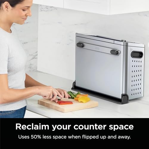 Ninja FT405CO 10-in-1 Digital Air Fry Oven with Extra Large Capacity, Flip Up and Away, Stainless Steel Body, and Temperature Control (Renewed)