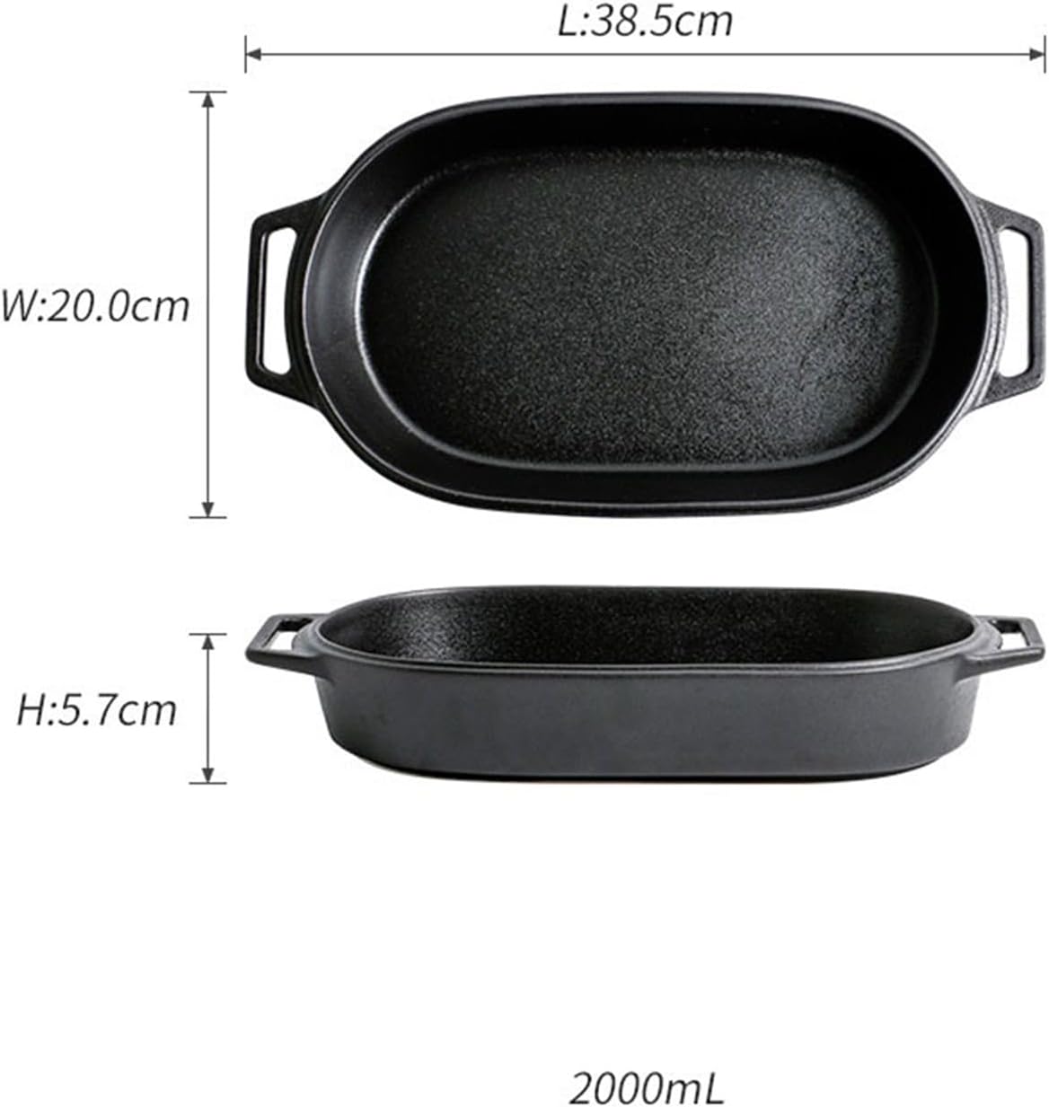 Roaster Oven Special Dish Double Ear Ceramic Baking Dish Cheese Baked Rice Plate Creative Commercial Microwave Baking Dish roasting pan(38.5cm)