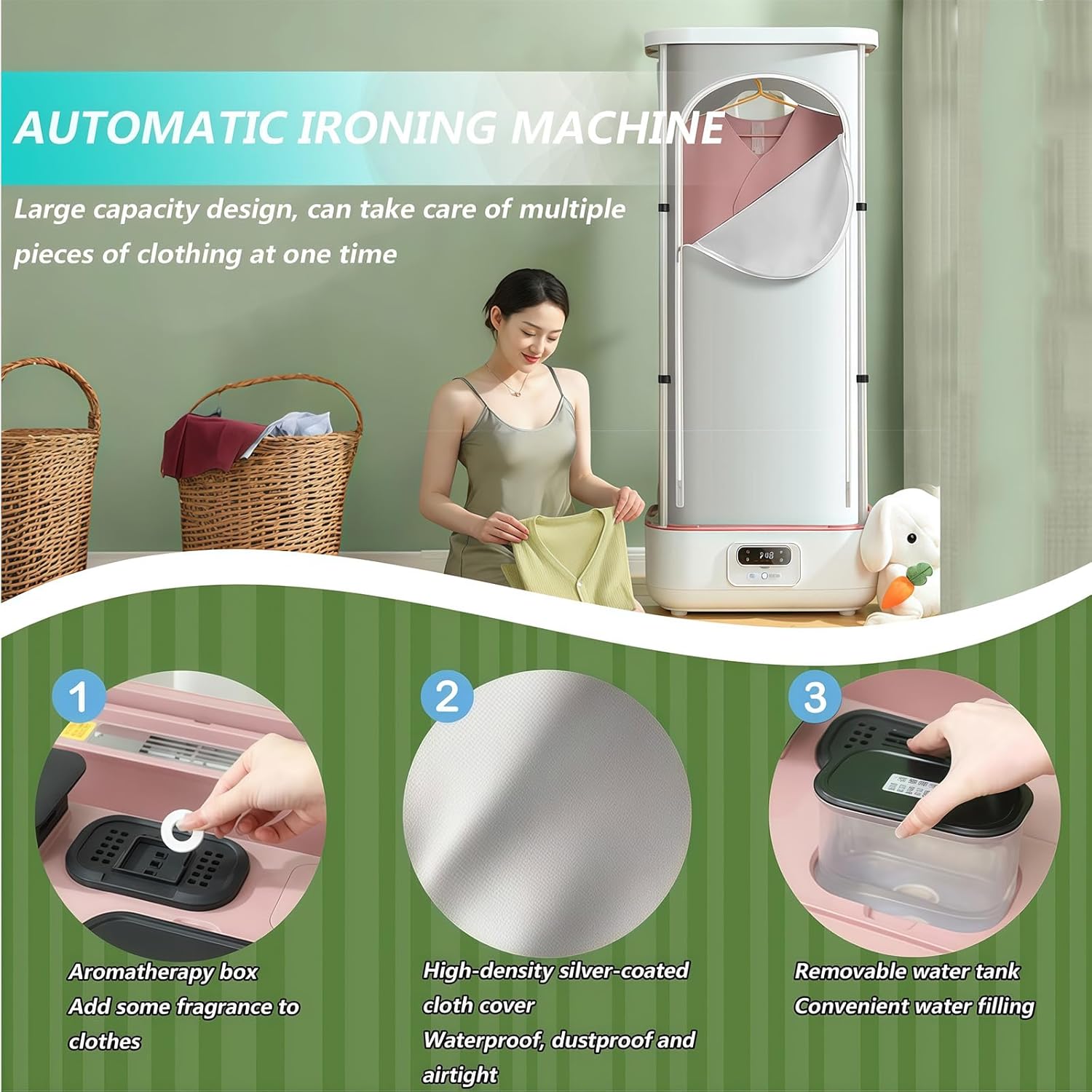 Steamer For Clothes-Iron Machine For Clothes,900W Electric Clothes Dryer,Portable Steam Drying Smart Machine,Automatic Ironing Machine, Quick-Drying Steam