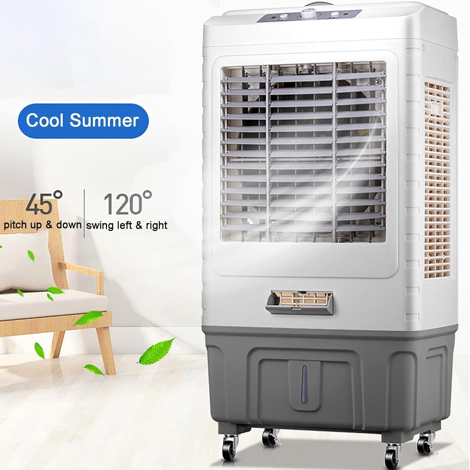 Portable Air Cooler, 3 In 1 Evaporative Air Conditioner with 80L Large Capacity Water Tank, Oscillating Louvres, Lightweight, Low Noise, 3 Wind Speeds for Outdoor Indoor Use (Size : 80L)