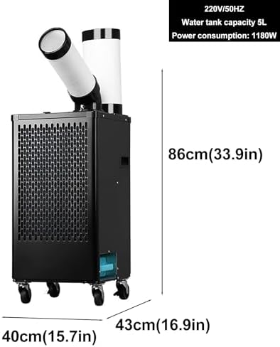 Industrial Portable Spot Air Conditioner – Mobile Commercial Cooling Unit with Water Tank, 220V, Adjustable Air Ducts for Outdoor Events, Factory, Workshop(86cm)