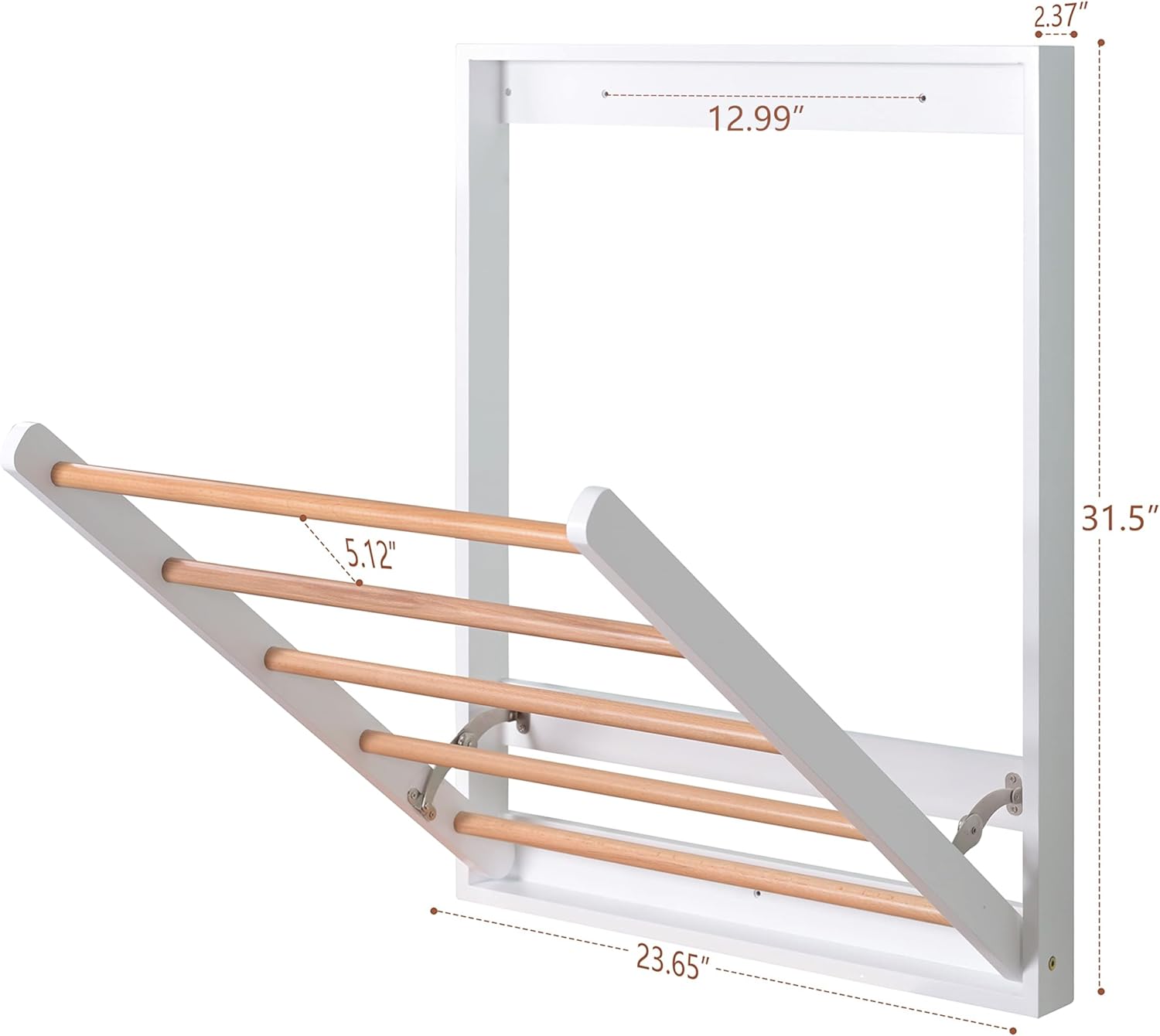 Wall Mounted Clothes Drying Rack for Laundry, Foldable Wooden Clothing Dryer Racks Indoor Use
