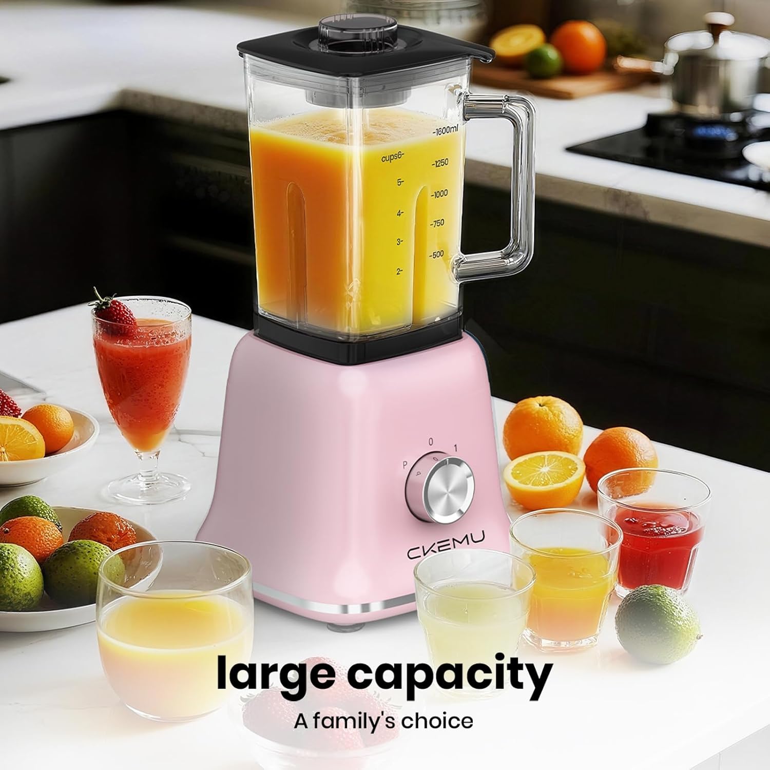 Professional Blender For Smoothies, 58 Oz Glass Jar, Glass Blender Including Puree & Crush Ice Functions, 750 Watts, Macaroon Pink, B02