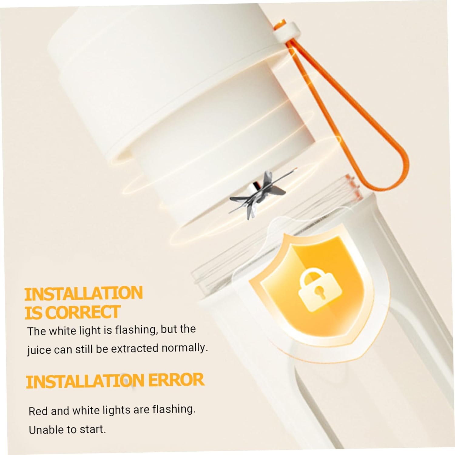 Portable Blender 450ml/15oz Wireless Fast Clear Juice Blender with Safety Lock & Strap Keep Fresh for Home, Office, School