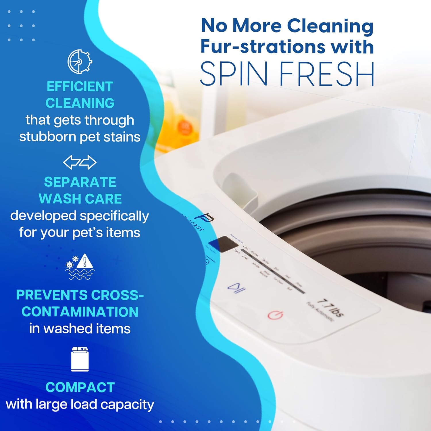 Compact Washing Machine – Fully Automatic Mini Washer for Small Loads & Pet Items | 8 lbs Capacity Portable Top Load Washer