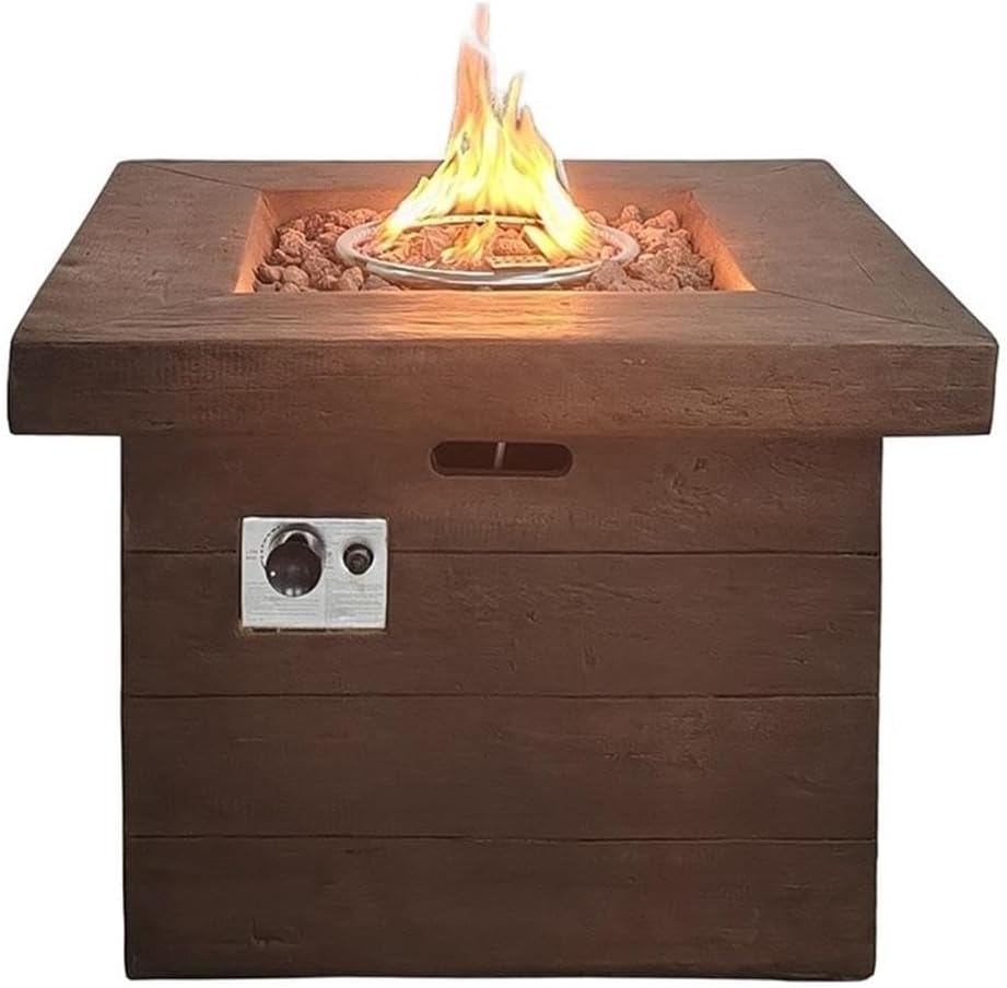Smokeless Propane Gas Fire Pit - Fireplace for Outdoor - Brown