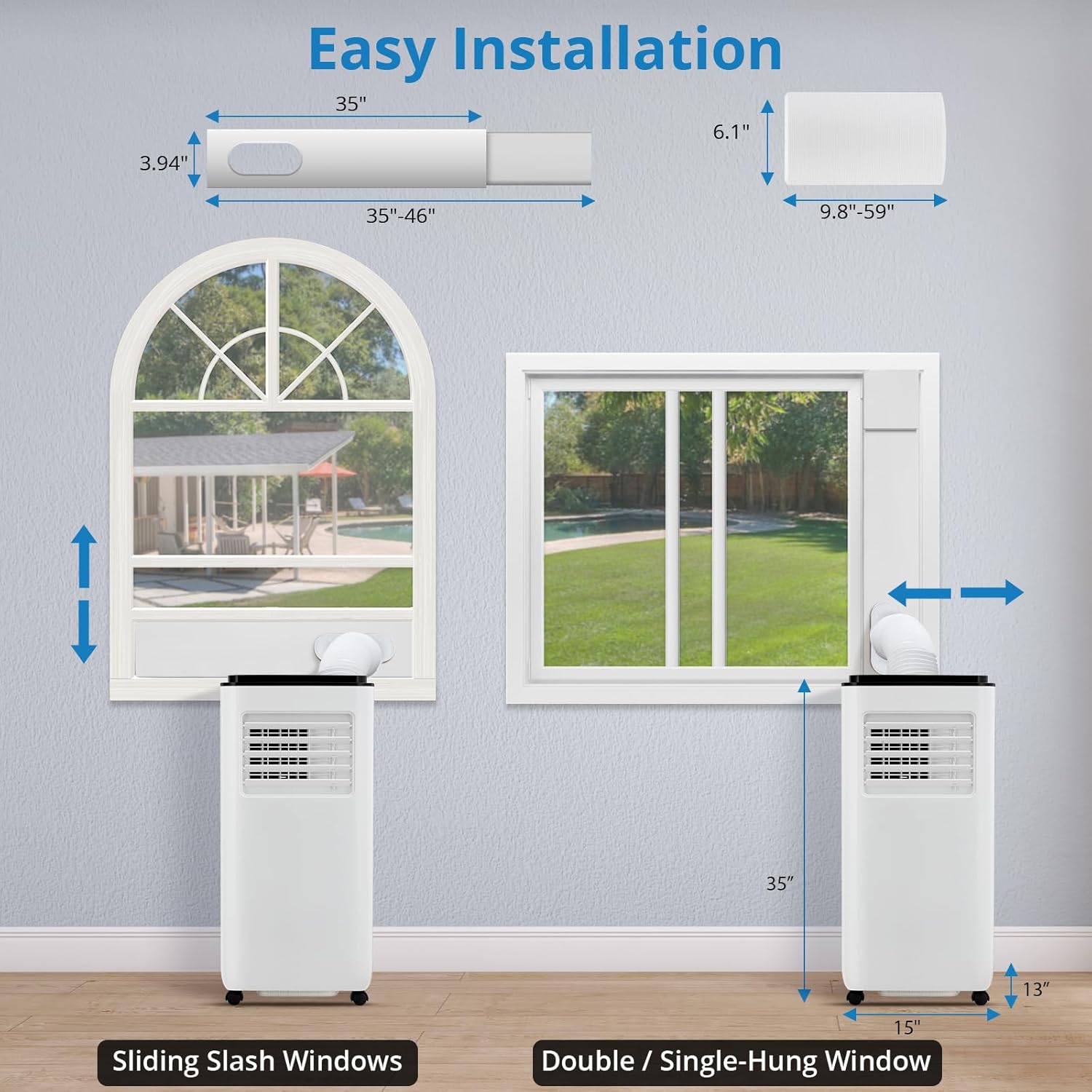 Portable Air Conditioners, 10000 BTU Portable AC, Cools up to 450 Sq. Ft 3-in-1 Mobile AC for Room with Dehumidifier Fan Sleep Mode, 24H Timer, Remote Control, and Window Installation Kit Included