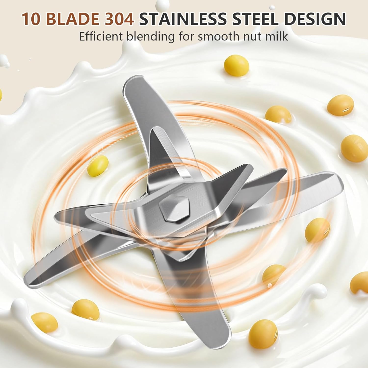 OMMO 10 in 1 Nut Milk Maker Blender, 35oz Soy Milk Maker with Large Screen/10 Blades for Hot/Cold Almond Oat Soybean Milk Maker, 12 Hours Timer/Self-Cleaning, Includes Recipe Book-Accessories