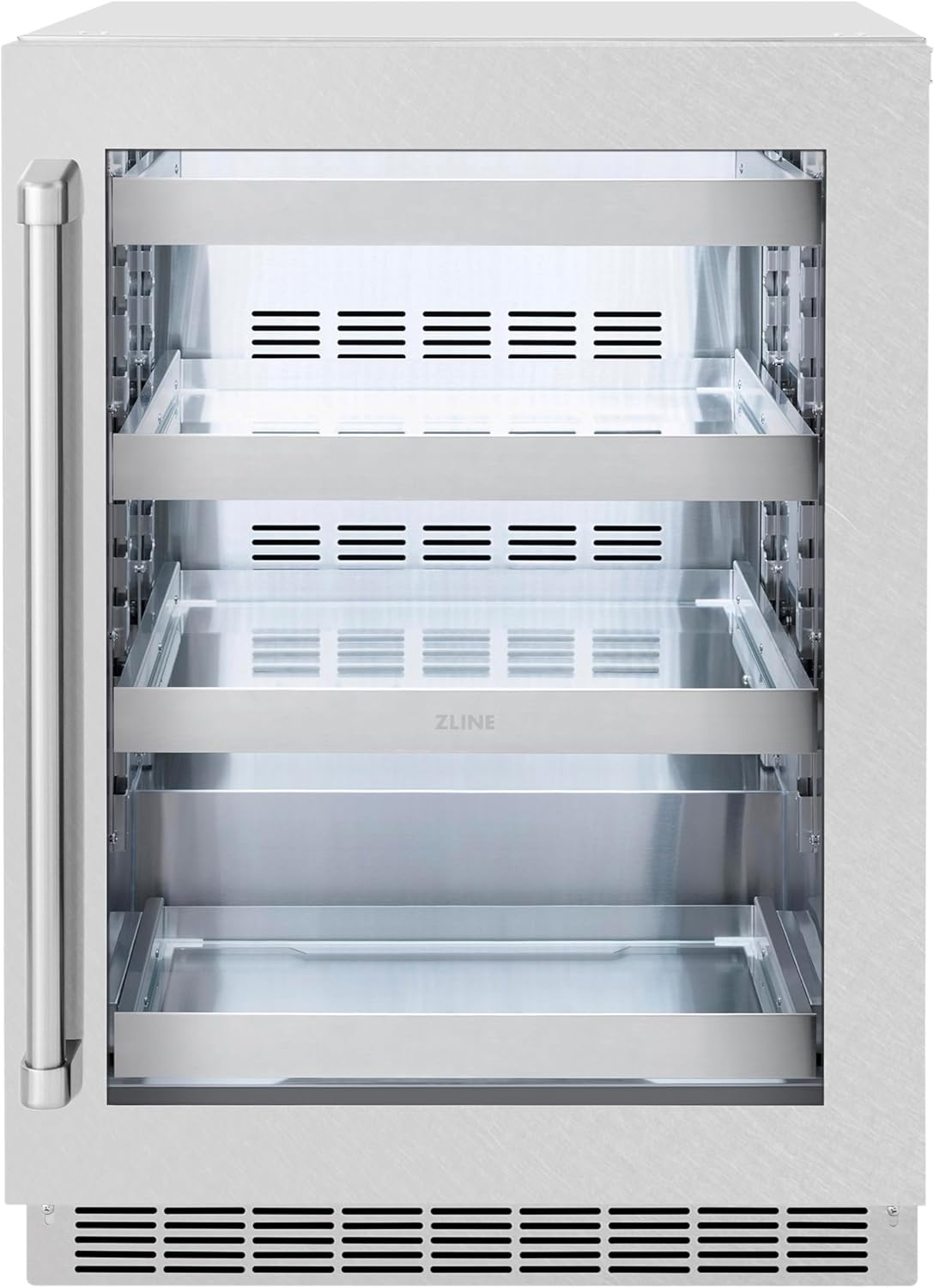 Z Line Kitchen and Bath ZLINE 24 in. Touchstone 151 Can Beverage Fridge With Satin Stainless Steel Glass Door (RBSO-SN-24)