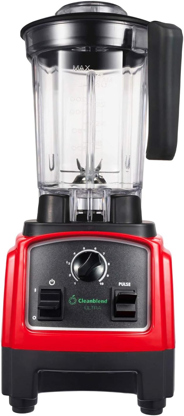 Cleanblend Ultra Blender, Low Profile Blender for Shakes and Smoothies - 40oz Compact Countertop Smoothie Maker - 8-Blade Stainless Steel, 1,000 Watt Motor, BPA-Free Tamper Wand Included (Red)