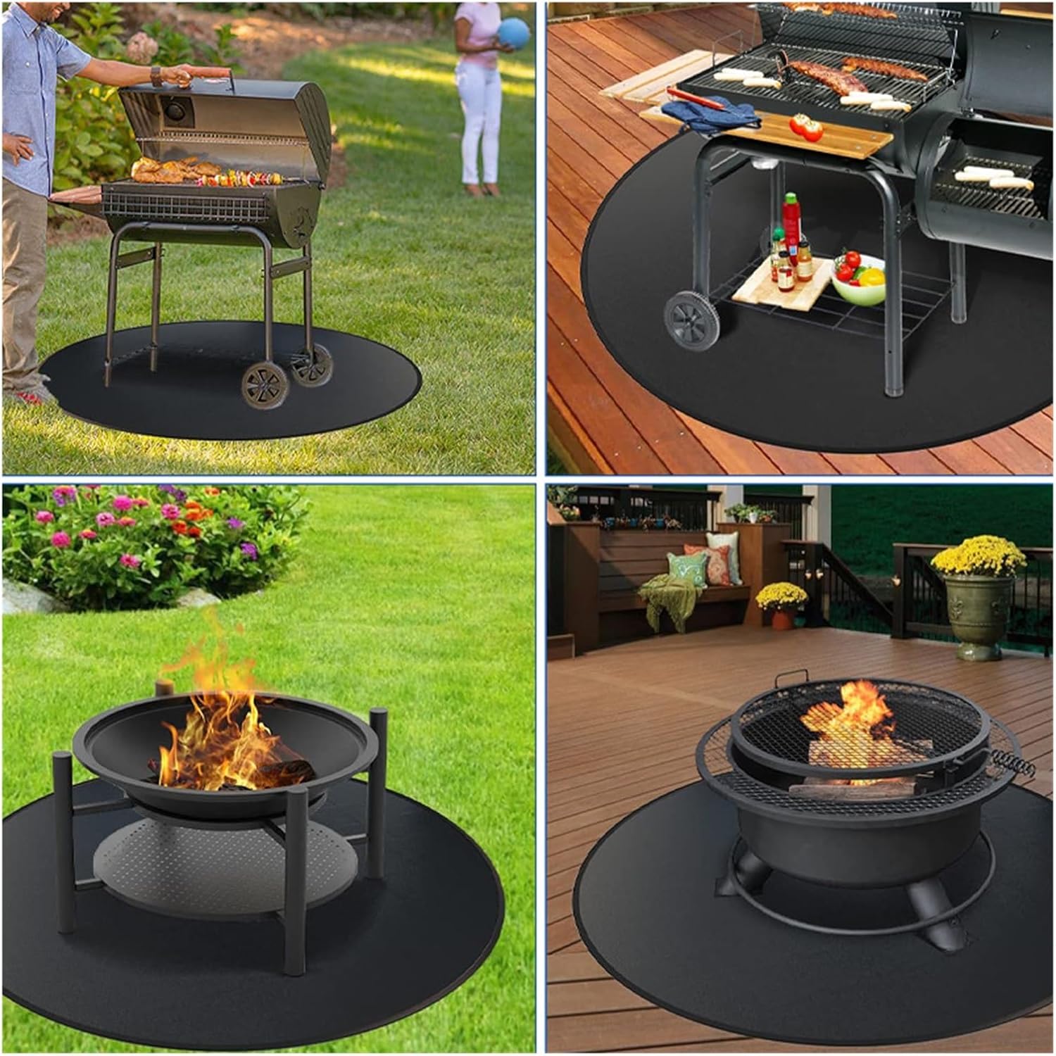 24 Inch Fire Pit Mat – Heat Resistant Deck Protector for Grill, Bonfire, Chiminea – Outdoor Patio or Lawn Saver from Burns or Fire Damage