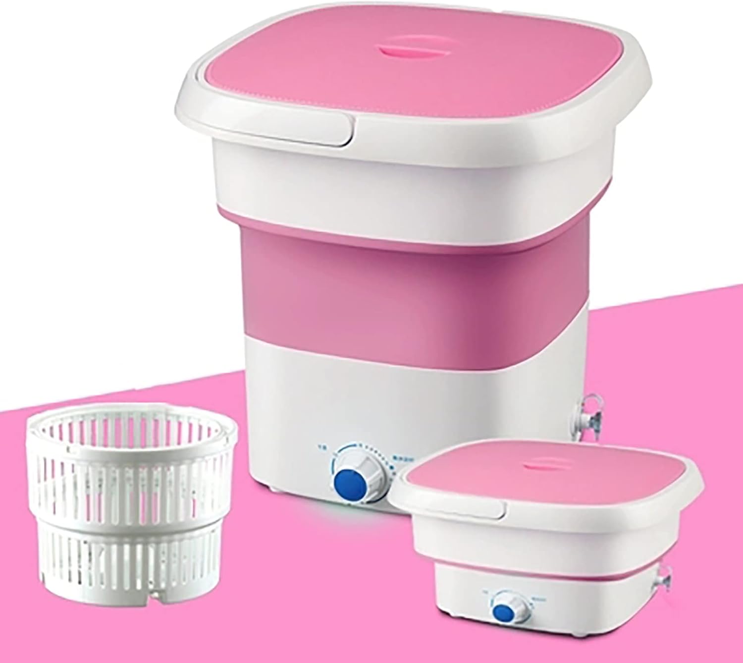Mini Portable Washing Machine, Foldable, Bucket, Washer, Baby Washing Machine, for Apartment, Laundry, Camping Travel-Best Choice (Color : Pink)