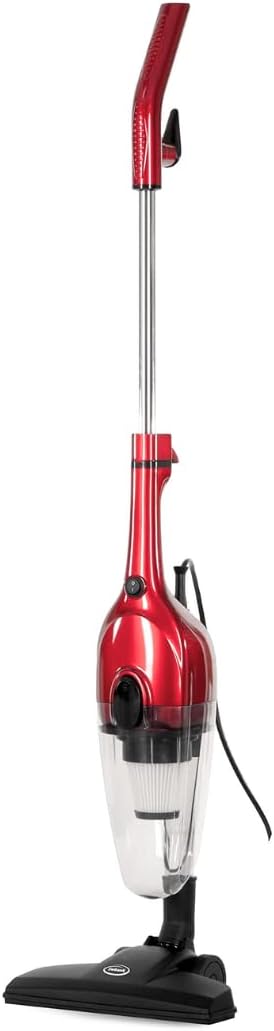Ewbank Chilli Tempest 2-in-1 Vacuum Cleaner, Stick & Handheld, with 6 Attachments, Small, Lightweight (3 lb.), 600W, .5L Capacity, Red