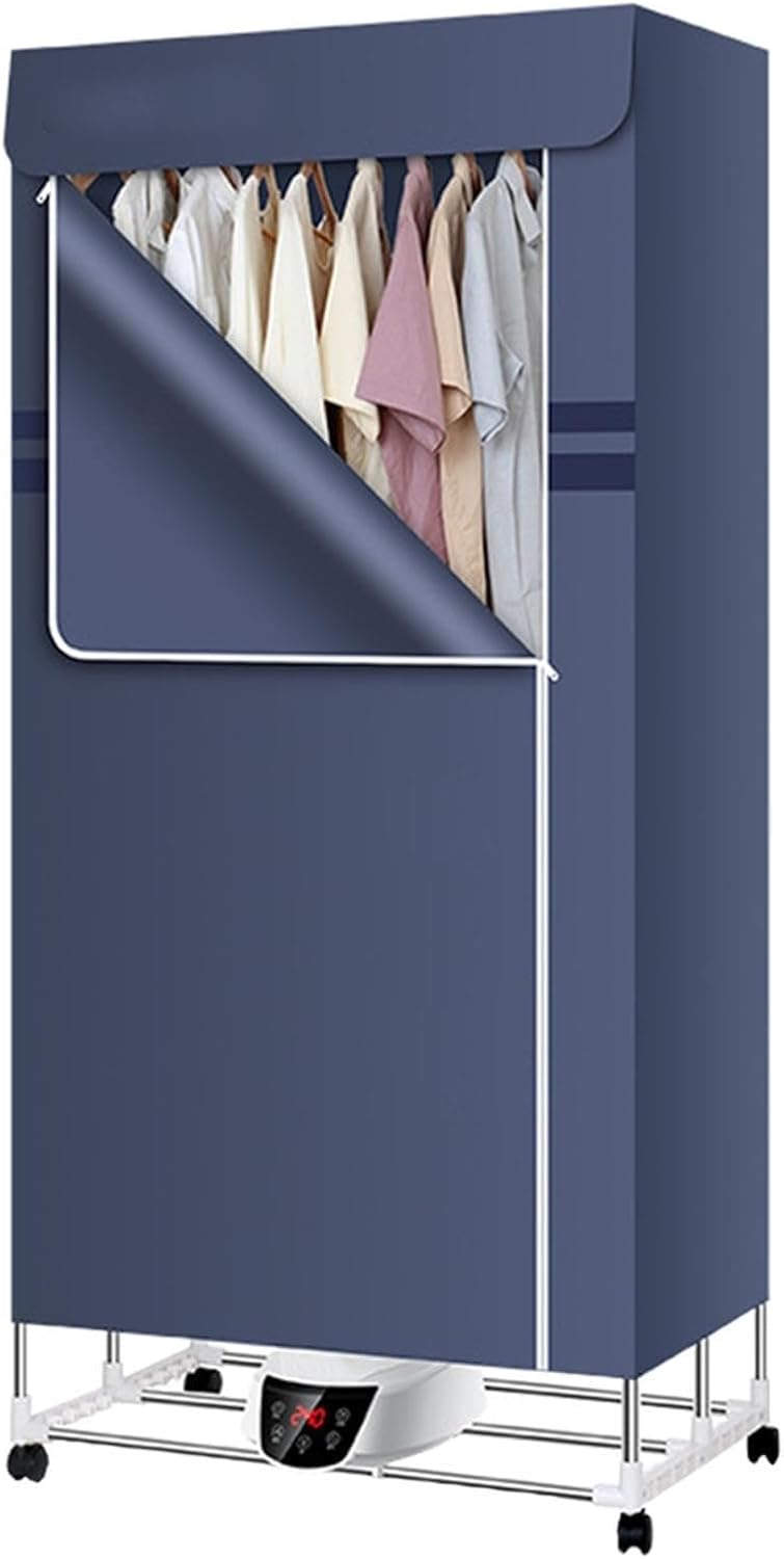 Compact Dryer, Saving Time Electric Indoor Clothes Airer Dryer, Heated Drying Rack for Drying Clothes, for Apartments Travel Dorm (Color : Blue)