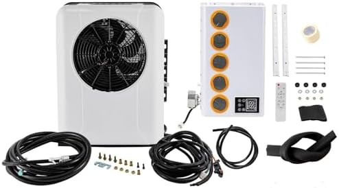 12V Mini Split Air Conditioner Kit with Controller Control, 6800 BTU Mini Split AC System for Truck Car (Cab Within 6㎡/64ft²) White 800W 60A, Only Cooling