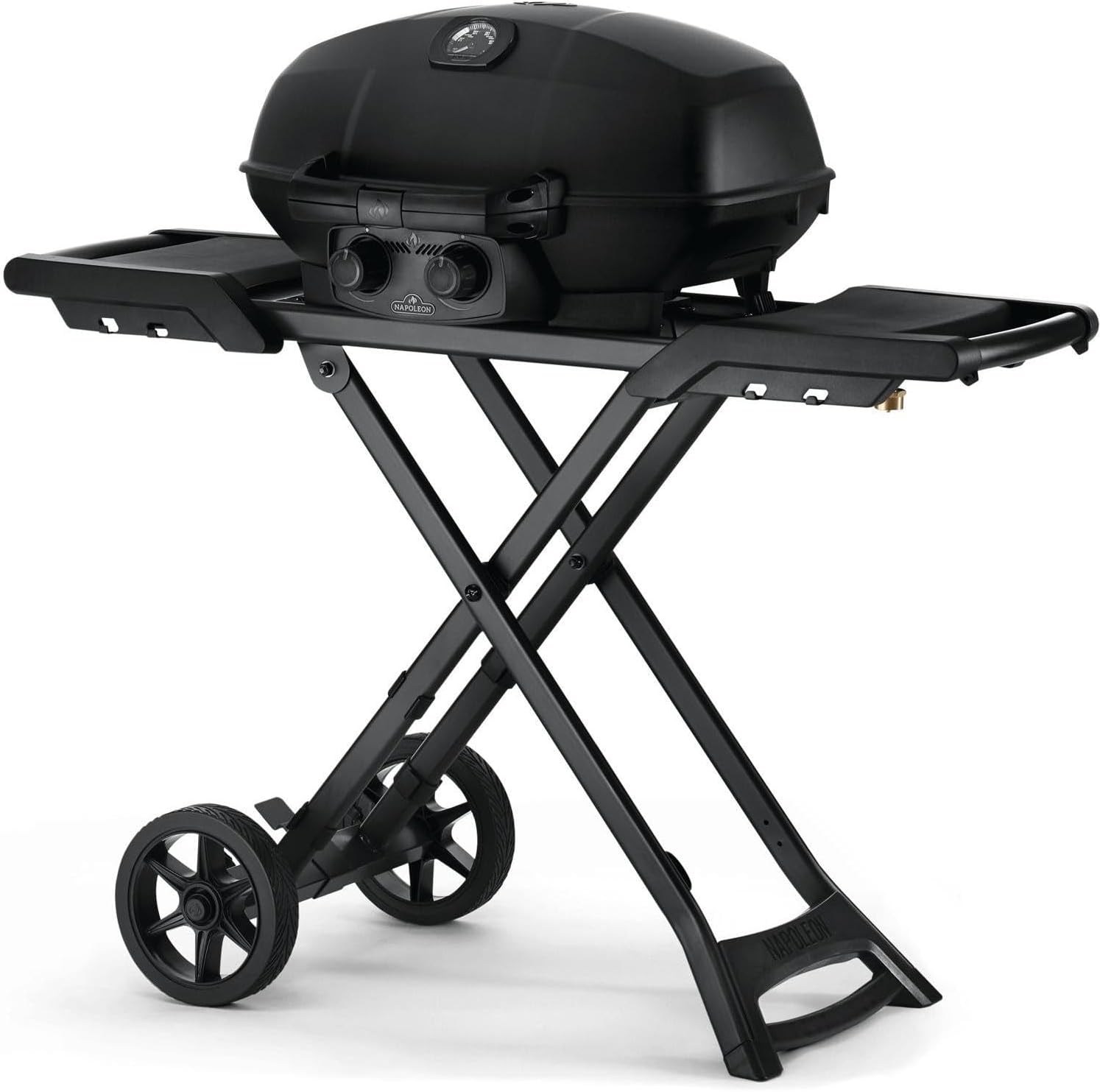 Napoleon PHANTOM TravelQ Portable PRO Propane Gas Grill - PRO285X-PHM - with Scissor Cart, Matte Black, Travel BBQ,