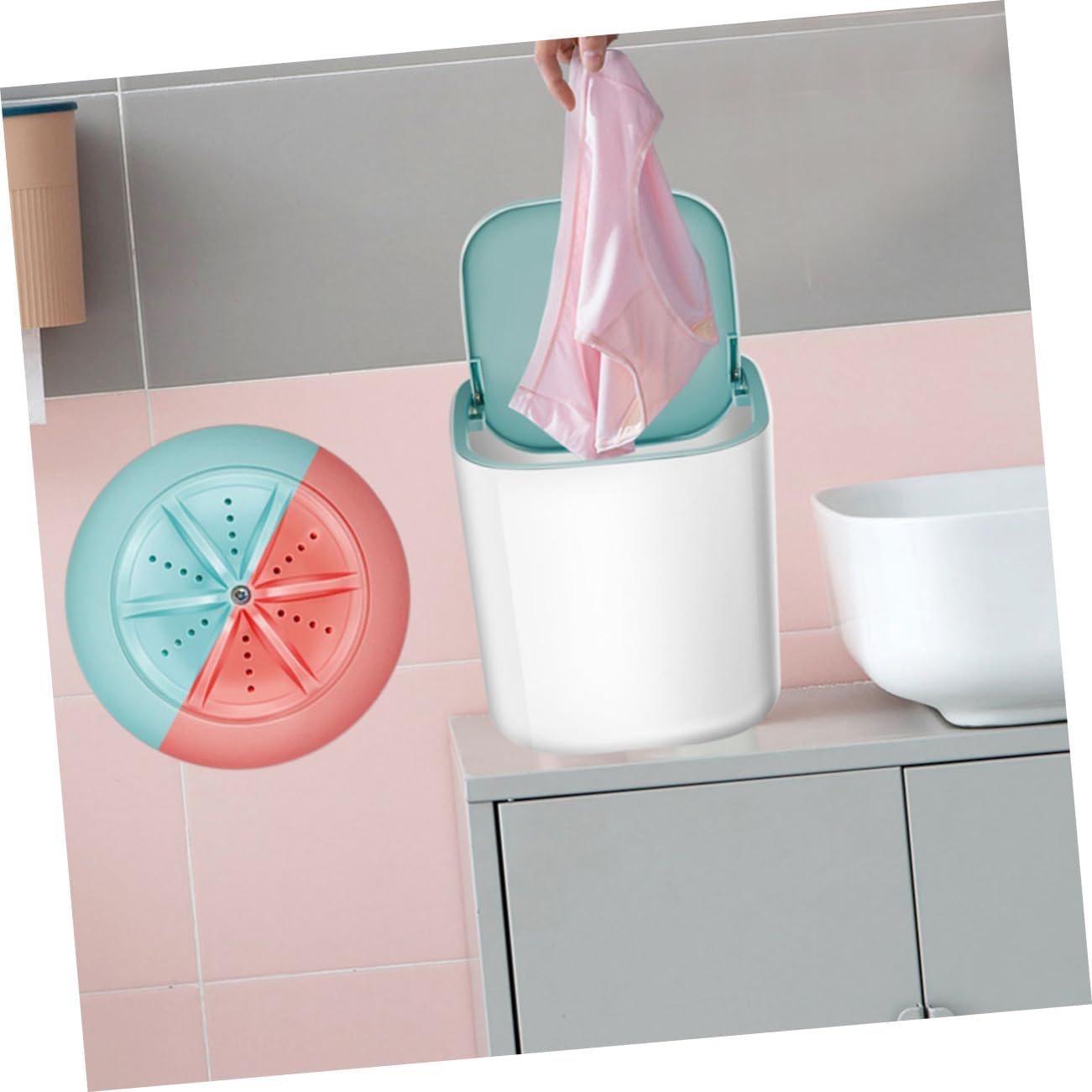 Veemoon Mini Washing Machine Portable Turbine Household Travel Great for Socks Clothes