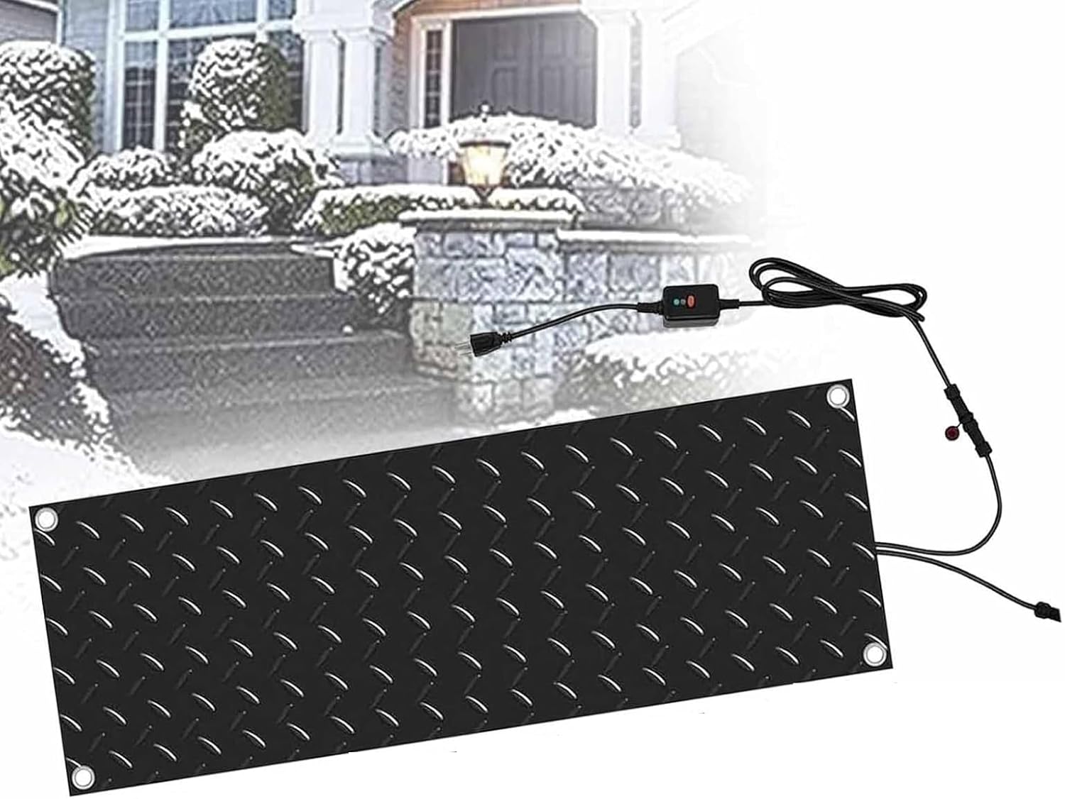 Heated Snow Melting Mats for Entrances-1/2/3/4 Pcs,Heated Snow Melting Mats for Stairs,Heated Outdoor Mats,Now Winter Removal,for Driveway Walkway Decks and Sidewalks(1 Pcs,30x90cm/12x36in)