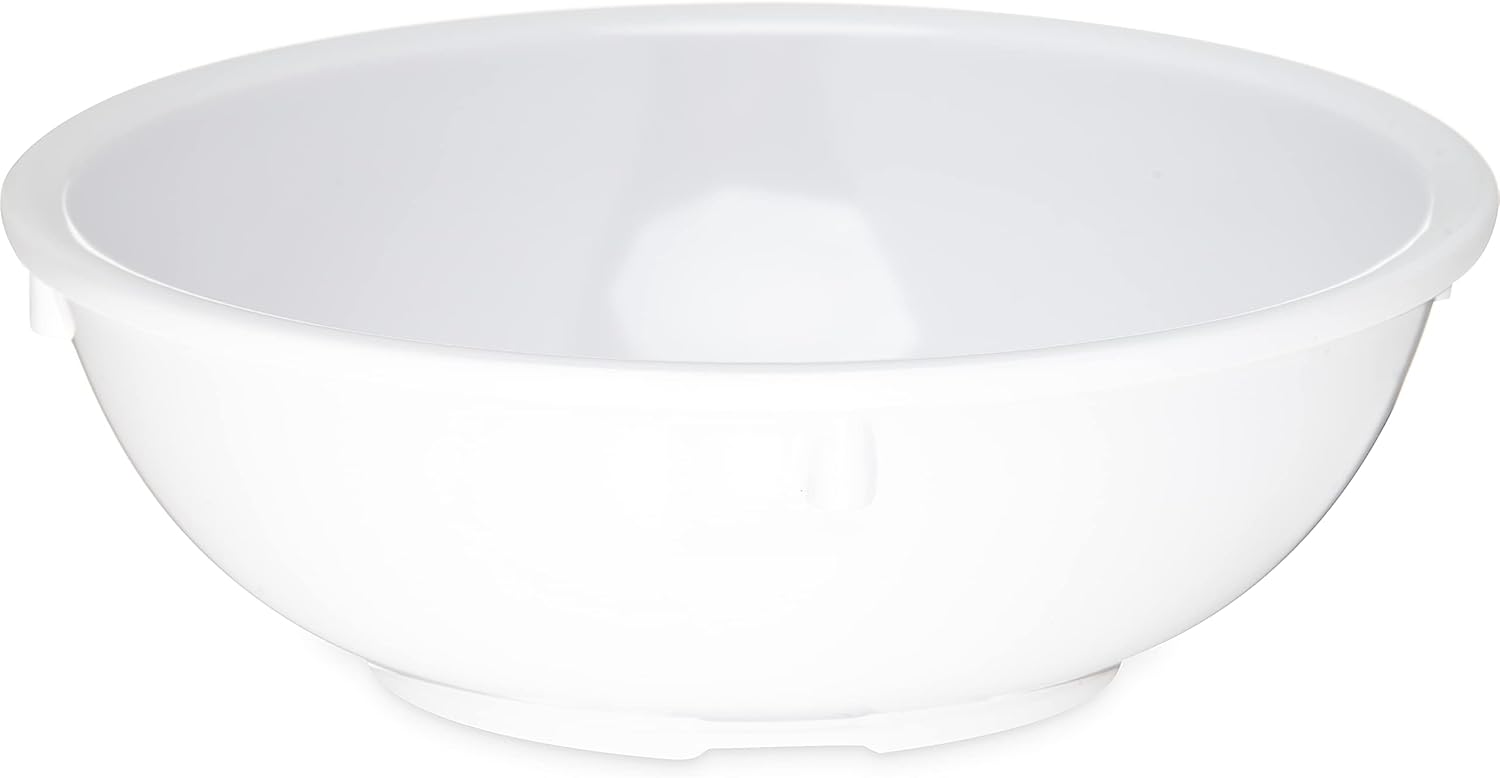 Carlisle FoodService Products Kingline Reusable Plastic Bowl Nappie Bowl for Home and Restaurant, Melamine, 14 Ounces, White, (Pack of 48)