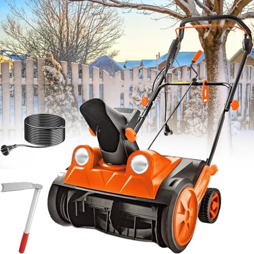 Electric Snow Shovel 2400w, Electric Push Snow Shovel with 20 Meters Wire, Cleaning Width 46cm, Outdoor Snow Blower with Led Headlights, Snow Shovel for Driveway, Patio, Playground, Farm