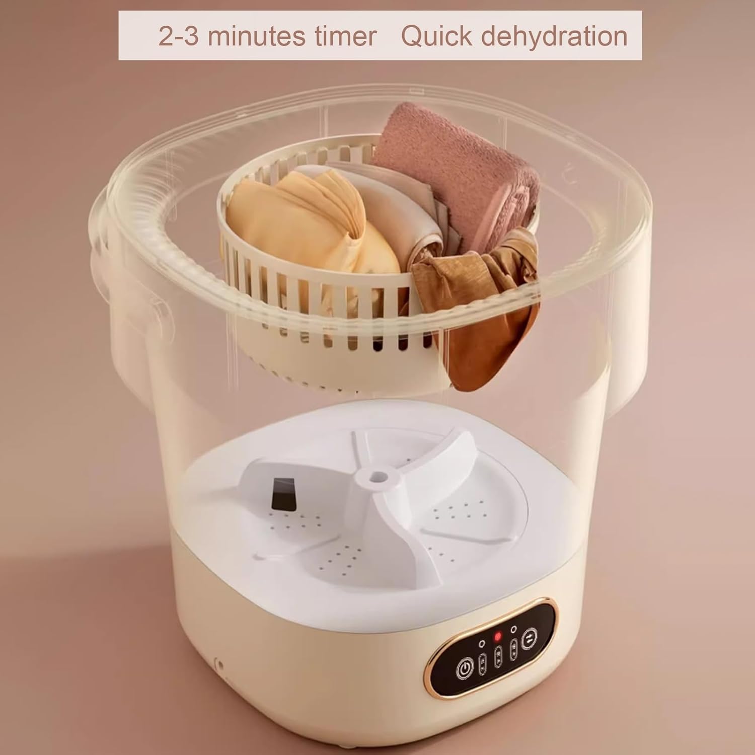 Mini Portable Washing Machine, Foldable Washer and Dryer, Upgraded Small Collapsible Washing Machine, Deep Cleaning Of Underwear,Baby Clothes,or Small Items, for Apartment,Camping,Travel(Pink)