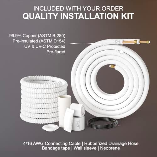 Cooper & Hunter 18,000 BTU 2-Zone Concealed Ducted Mini Split Air Conditioner & Heat Pump – 9K+9K Slim Duct Air Handlers – 22.9 SEER2 Inverter System – 25FT Installation Kits – 230V