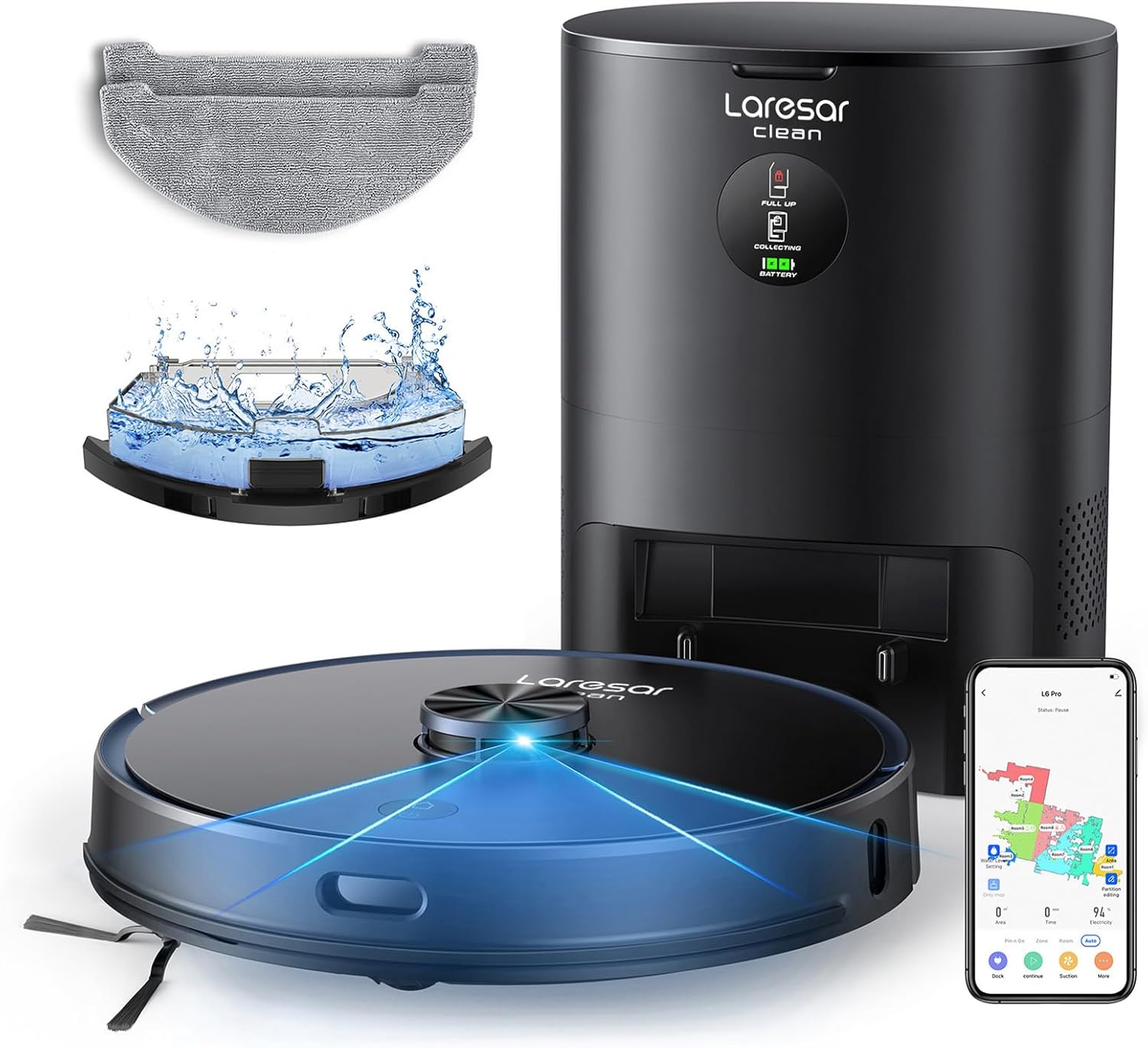 Robot Vacuum and Mop Combo, 3500Pa Robotic Vacuum with 3.5L Self Emptying Station, 250 mins Runtime, LIDAR Navigation, WiFi/APP/Alexa Control, Ideal for Pet Hair, Carpet and Hard Floor